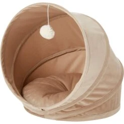 Frisco Foldable Canopy Cat Bed, Sandy Beige -Pet Supplies Discount Store 140164 PT2. AC SS1800 V1565384035