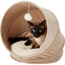 Frisco Foldable Canopy Cat Bed, Sandy Beige -Pet Supplies Discount Store 140164 PT4. AC SS1800 V1565383626
