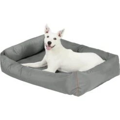Frisco Rectangular Bolster Dog Bed W/Removable Cover, Dark Gray -Pet Supplies Discount Store 144865 PT4. AC SS1800 V1578443251