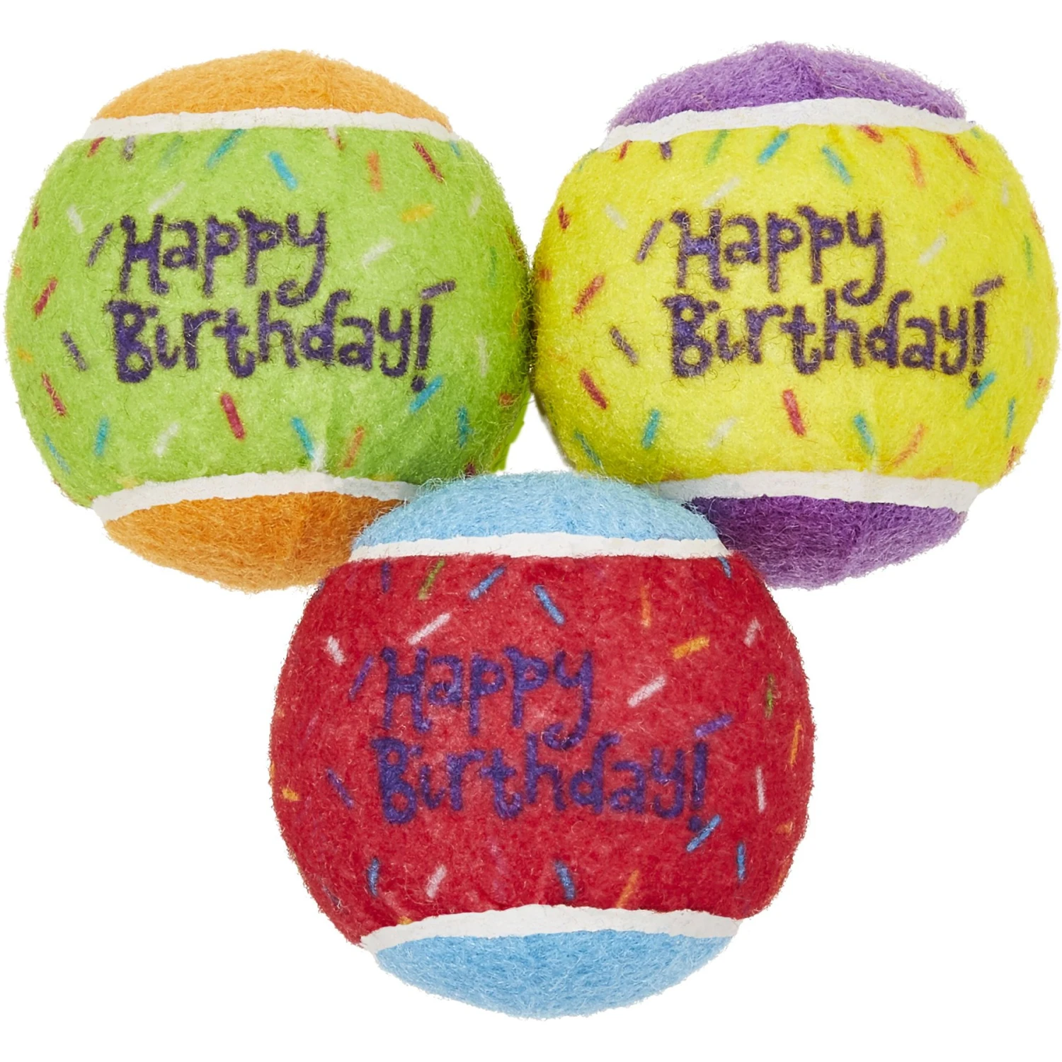 Frisco Birthday Fetch Squeaky Tennis Ball Dog Toy 3 Frisco Birthday Fetch Squeaky Tennis Ball Dog Toy