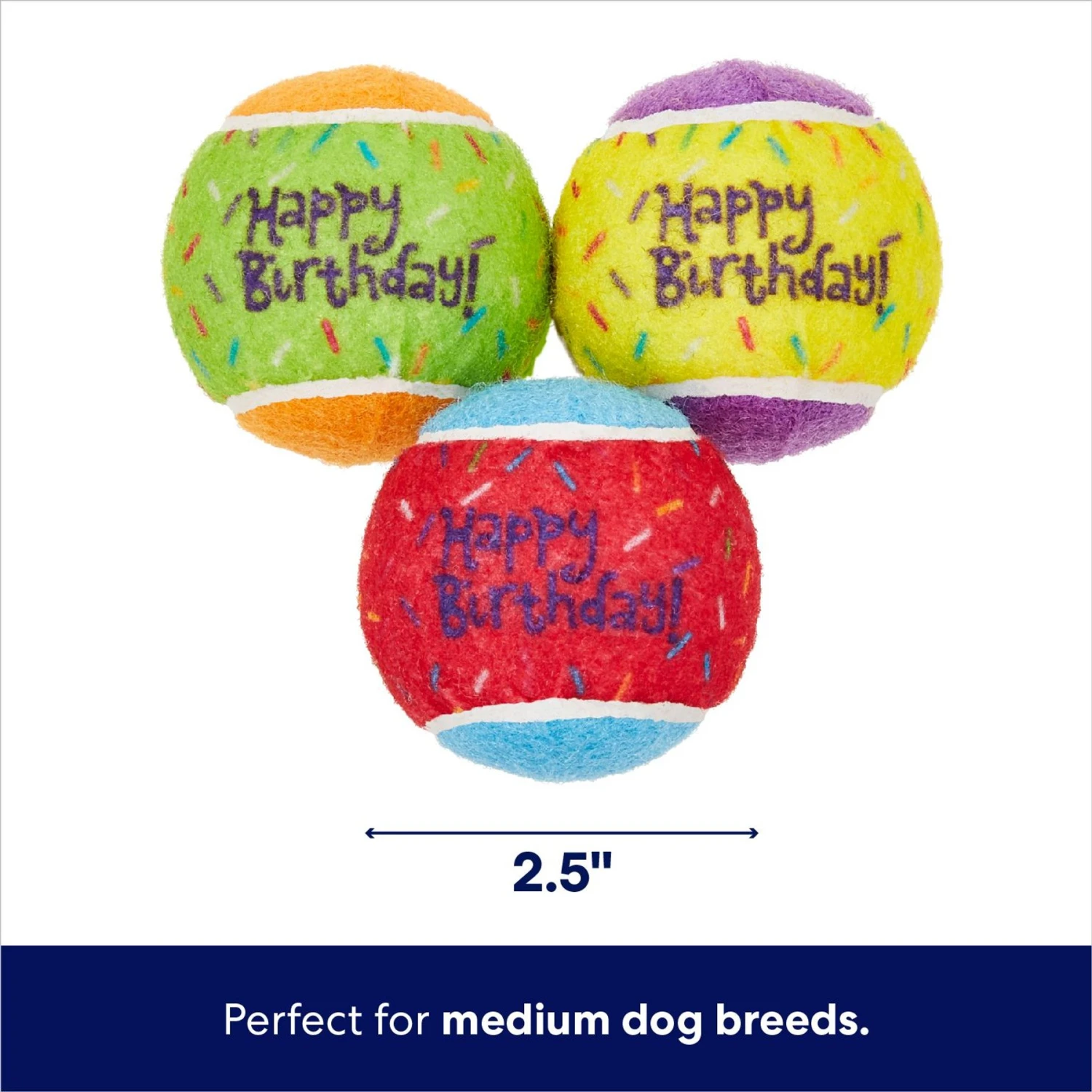Frisco Birthday Fetch Squeaky Tennis Ball Dog Toy 4 Frisco Birthday Fetch Squeaky Tennis Ball Dog Toy - Image 2