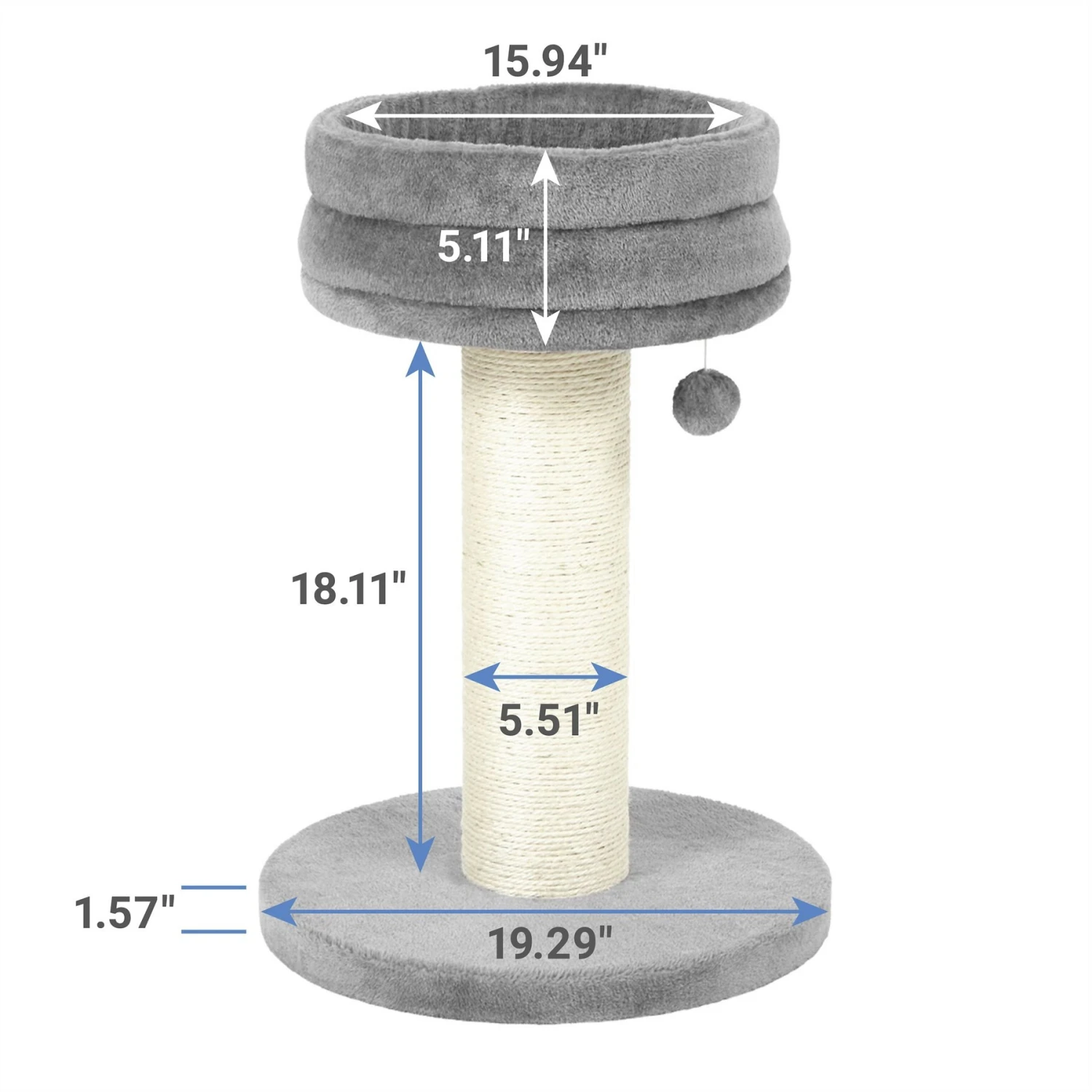 Frisco 24.8-in Heavy Duty Faux Fur Cat Tree 4 Frisco 24.8-in Heavy Duty Faux Fur Cat Tree - Image 2