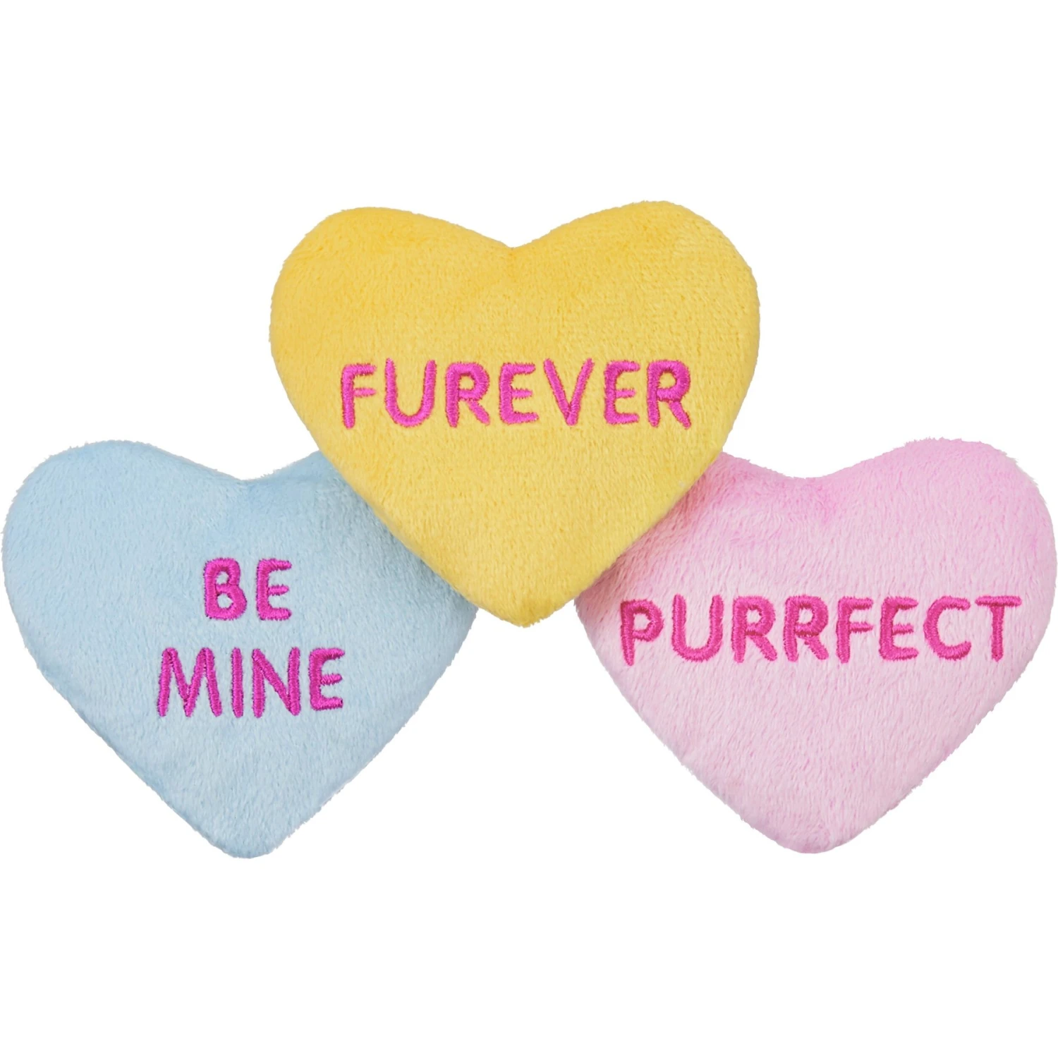 Frisco Candy Hearts Plush Cat Toy With Catnip, 3 Count 3 Frisco Candy Hearts Plush Cat Toy With Catnip, 3 Count