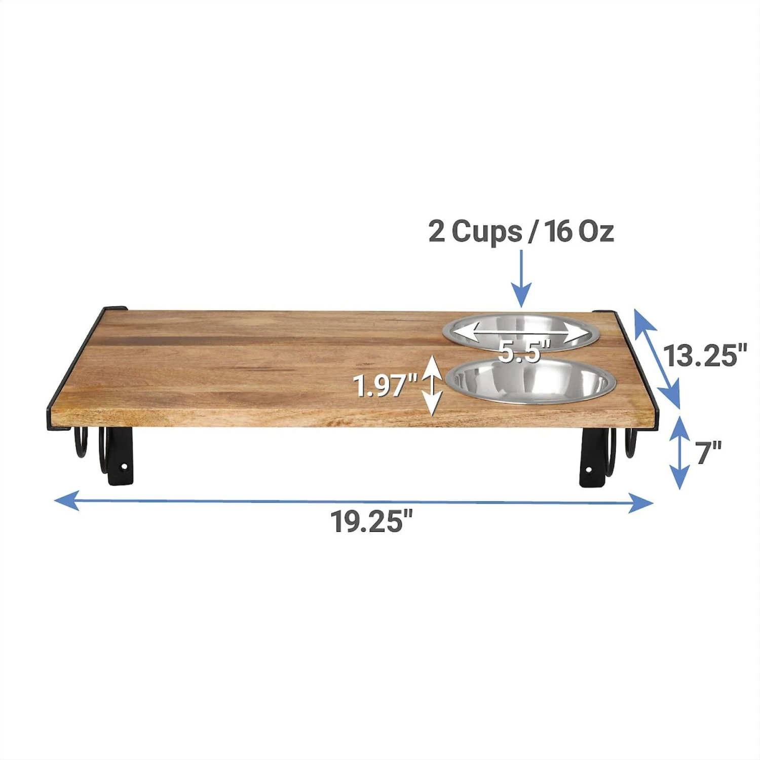 Frisco Wooden Wall Mounted Stainless Steel Cat Feeding Station With Bowl 4 Frisco Wooden Wall Mounted Stainless Steel Cat Feeding Station With Bowl - Image 2