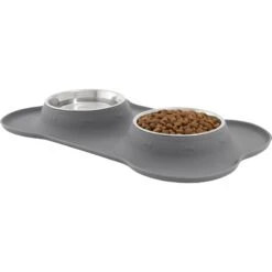 Frisco Silicone Stainless Steel Double Diner Dog & Cat Bowl -Pet Supplies Discount Store 215990 PT2. AC SS1800 V1591020093