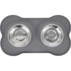 Frisco Silicone Stainless Steel Double Diner Dog & Cat Bowl -Pet Supplies Discount Store 215990 PT3. AC SS1800 V1591020095