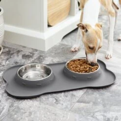Frisco Silicone Stainless Steel Double Diner Dog & Cat Bowl -Pet Supplies Discount Store 215990 PT7. AC SS1800 V1605658625