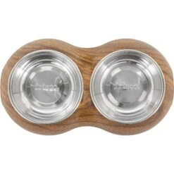 Frisco Double Stainless Steel Bowl, Wood Design -Pet Supplies Discount Store 216068 PT3. AC SS1800 V1591021035