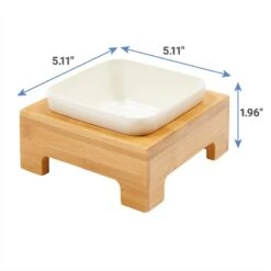 Frisco Square Melamine Dog & Cat Bowl With Bamboo Stand -Pet Supplies Discount Store 232072 PT6. AC SS1800 V1605756717