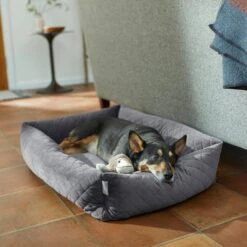Frisco Velvet Rectangular Bolster Cat & Dog Bed