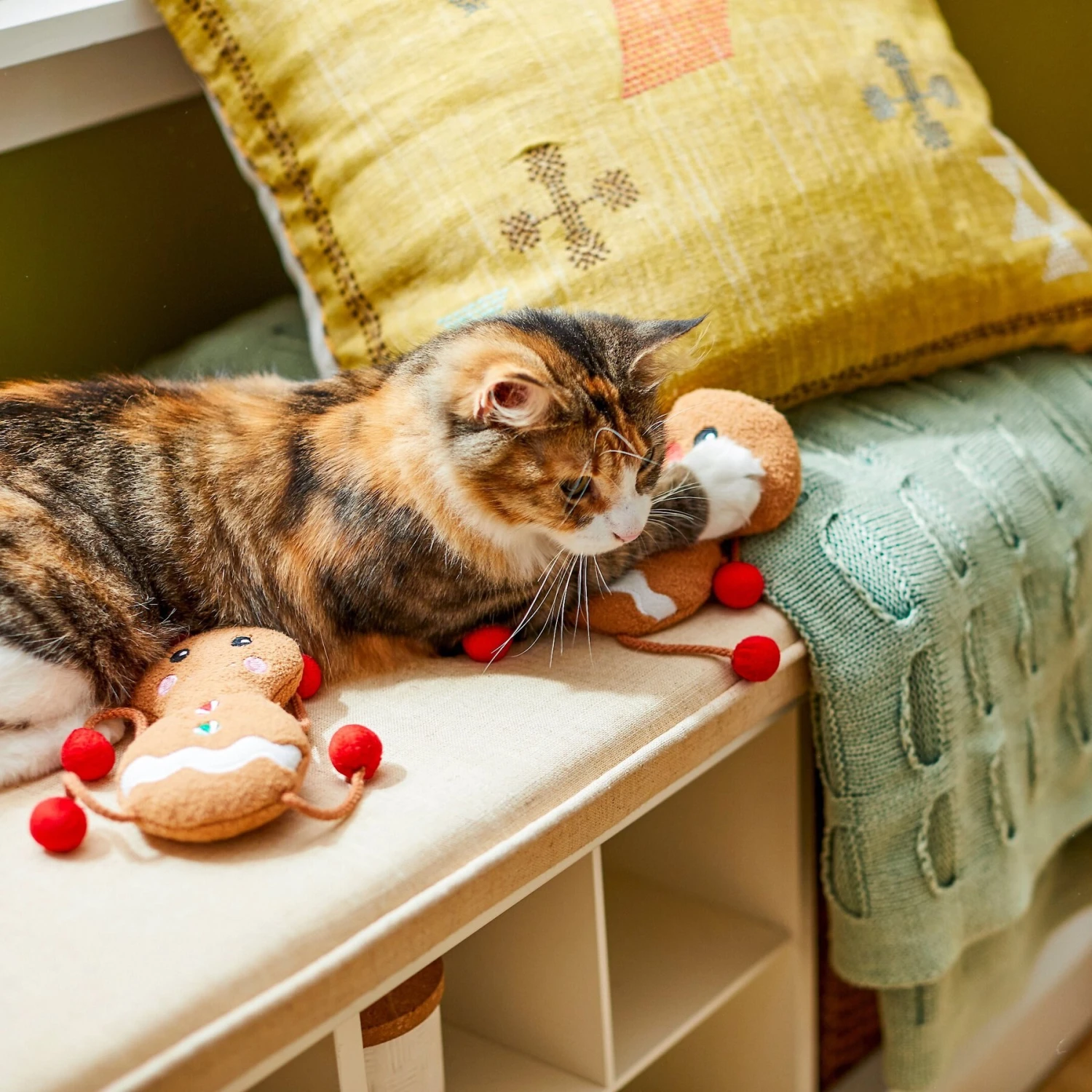 Frisco Holiday Gingerbread Pals Plush Kicker Cat Toy With Catnip, 2 Count 5 Frisco Holiday Gingerbread Pals Plush Kicker Cat Toy With Catnip, 2 Count - Image 3