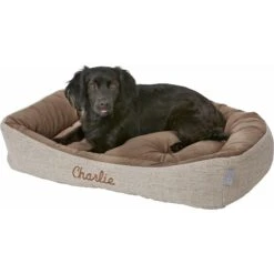 Frisco Rectangular Personalized Bolster Dog Bed W/Removable Cover, Beige, Large -Pet Supplies Discount Store 234948 PT1. AC SS1800 V1600206982