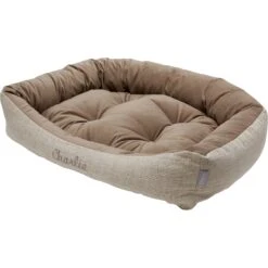 Frisco Rectangular Personalized Bolster Dog Bed W/Removable Cover, Beige, Large -Pet Supplies Discount Store 234948 PT2. AC SS1800 V1600206988