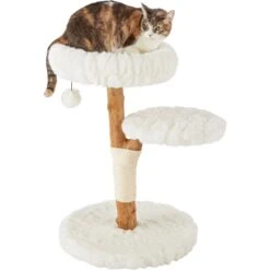 Frisco Natural Wood Modern Cat Tree With Toy, Ivory, Medium -Pet Supplies Discount Store 236561 PT2. AC SS1800 V1615987414