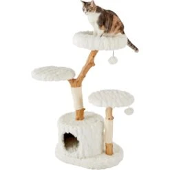 Frisco Natural Wood Modern Cat Tree With Toy, Ivory, Large -Pet Supplies Discount Store 236563 PT2. AC SS1800 V1615987336