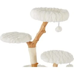 Frisco Natural Wood Modern Cat Tree With Toy, Ivory, Large -Pet Supplies Discount Store 236563 PT3. AC SS1800 V1615987312