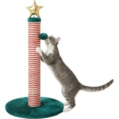 Frisco Holiday 29.5-in Candy Cane Sisal Cat Scratching Post With Toy -Pet Supplies Discount Store 236565 PT2. AC SS1800 V1601342456