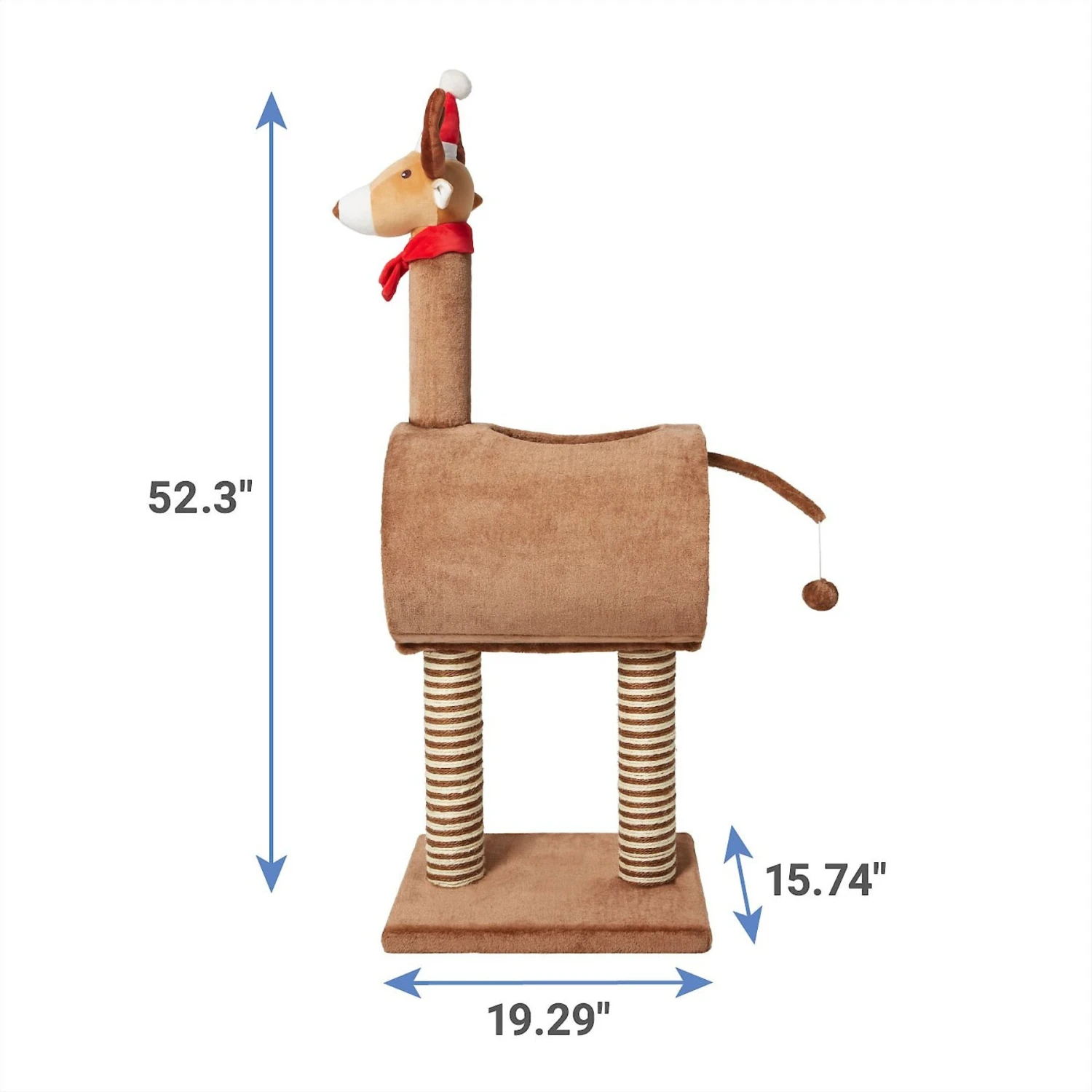 Frisco Holiday 52.3-in Reindeer Cat Scratching Post & Tunnel 4 Frisco Holiday 52.3-in Reindeer Cat Scratching Post & Tunnel - Image 2