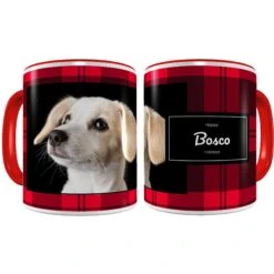 Frisco Plaid Red Personalized Coffee Mug, 11-oz