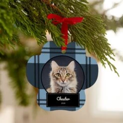 Frisco Plaid Paw Shape Metal Personalized Dog & Cat Holiday Ornament -Pet Supplies Discount Store 249363 PT4. AC SS1800 V1610773889