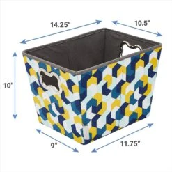 Frisco Rectangle Collapsible Pet Toy Storage Bin, Yellow Geometric -Pet Supplies Discount Store 250578 PT2. AC SS1800 V1613774487