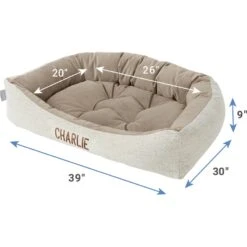 Frisco Rectangular Personalized Bolster Dog Bed W/Removable Cover, Beige, X-Large -Pet Supplies Discount Store 252615 PT2. AC SS1800 V1605140223