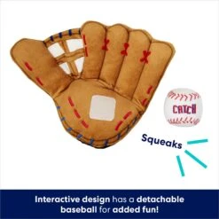 Frisco Baseball Mitt & Ball Interactive Plush Squeaky Dog Toy -Pet Supplies Discount Store 252756 PT2. AC SS1800 V1686580089