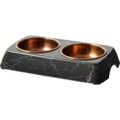 Frisco Copper Stainless Steel Double Dog & Cat Bowls With Black Marble Stand -Pet Supplies Discount Store 253058 PT6. AC SS1800 V1616595467