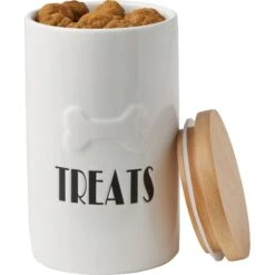 Frisco Ceramic Treat Jar With Wood Lid -Pet Supplies Discount Store 256050 PT3. AC SS1800 V1616506605