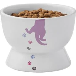 Frisco Cat Print Non-skid Elevated Ceramic Cat Bowl, Short -Pet Supplies Discount Store 256096 PT5. AC SS1800 V1616522496