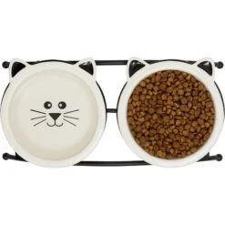 Frisco Cat Face Non-skid Elevated Double Ceramic Cat Bowl -Pet Supplies Discount Store 256113 PT5. AC SS1800 V1615311146
