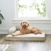 Frisco Faux Linen Corner Personalized Bolster Dog Bed W/Removable Cover -Pet Supplies Discount Store 262158 MAIN. AC SS1800 V1615828368