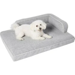 Frisco Faux Linen Corner Personalized Bolster Dog Bed W/Removable Cover, Harbour Blue, L -Pet Supplies Discount Store 262160 PT2. AC SS1800 V1615568489