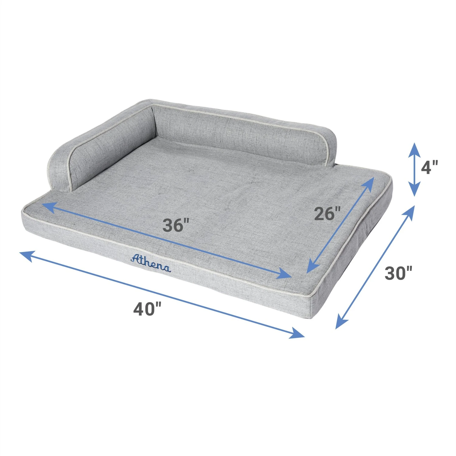 Frisco Faux Linen Corner Personalized Bolster Dog Bed W/Removable Cover, Harbour Blue, XL 4 Frisco Faux Linen Corner Personalized Bolster Dog Bed W/Removable Cover, Harbour Blue, XL - Image 2