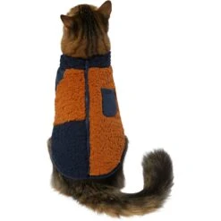 Frisco Lightweight Colorblock Dog & Cat Zippered Sherpa Fleece Vest, Blue/Brown -Pet Supplies Discount Store 268191 PT2. AC SS1800 V1628797710