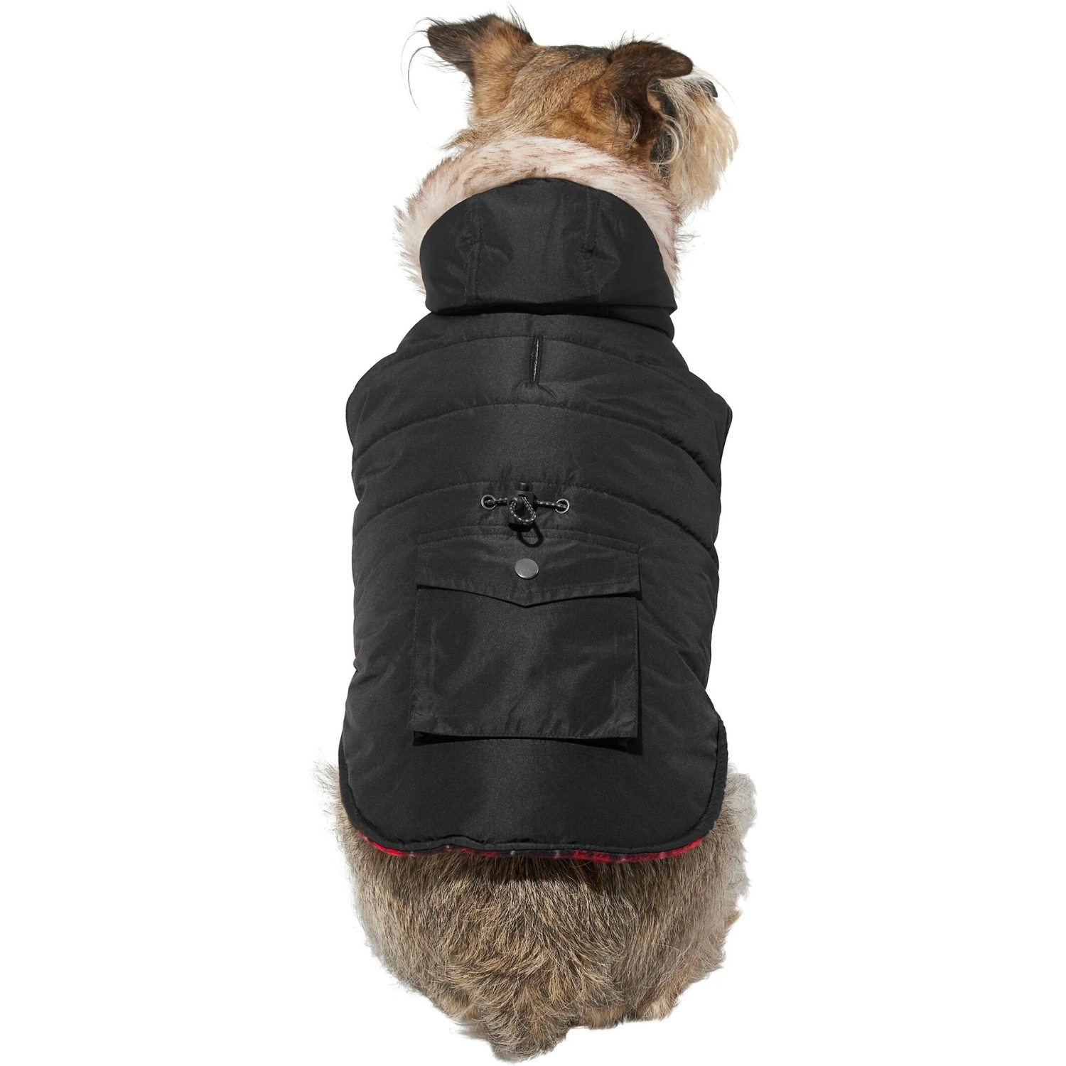 Frisco Mid-Heavyweight Cinching Insulated Dog & Cat Parka, Black/Red Plaid 3 Frisco Mid-Heavyweight Cinching Insulated Dog & Cat Parka, Black/Red Plaid