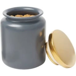 Frisco Modern Gold Rim Ceramic Treat Jar -Pet Supplies Discount Store 270190 PT6. AC SS1800 V1627669999