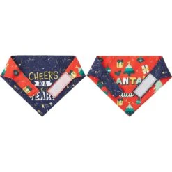 Frisco Santa's Favorite & Cheers To The New Year Dog & Cat Reversible Bandana -Pet Supplies Discount Store 276285 PT5. AC SS1800 V1637709159