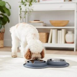 Frisco Silicone Stainless Steel Double Diner Slow Feeder Dog & Cat Bowl, Grey, 3 Cup -Pet Supplies Discount Store 277549 PT2. AC SS1800 V1630346823