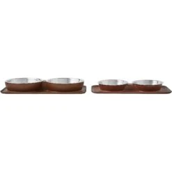 Frisco Silicone Stainless Steel Double Diner Dog & Cat Bowl, Brown -Pet Supplies Discount Store 277551 PT5. AC SS1800 V1627936139
