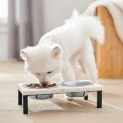 Frisco Marble Elevated Stainless Steel Double Diner Dog & Cat Bowls -Pet Supplies Discount Store 277559 PT2. AC SS1800 V1630346721