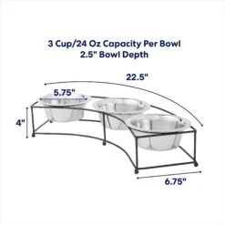 Frisco Multi Pet Feeding 3-Bowls Curved Stainless Steel Dog & Cat Bowl -Pet Supplies Discount Store 277563 PT1. AC SS1800 V1692728191