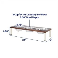 Frisco Multi Pet Feeding 3-Bowls Wood Stainless Steel Dog & Cat Bowl, Dark Wooden -Pet Supplies Discount Store 277571 PT1. AC SS1800 V1692728309