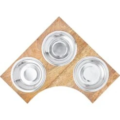 Frisco Multi Pet Feeding Corner Wood 3-Bowls Stainless Steel Dog & Cat Bowl -Pet Supplies Discount Store 277573 PT4. AC SS1800 V1627935017