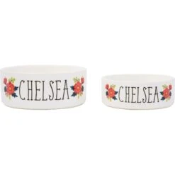 Frisco Flower Ceramic Personalized Dog Bowl -Pet Supplies Discount Store 286985 PT5. AC SS1800 V1625860262