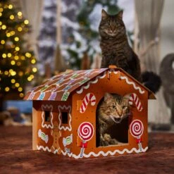 Frisco Holiday Gingerbread House Cardboard Cat House Cat Toy -Pet Supplies Discount Store 287289 PT4. AC SS1800 V1694813217