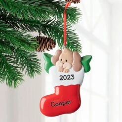 Frisco Dog In Stocking Resin Personalized Ornament -Pet Supplies Discount Store 295085 PT2. AC SS1800 V1697131878