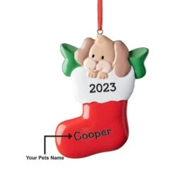 Frisco Dog In Stocking Resin Personalized Ornament -Pet Supplies Discount Store 295085 PT4. AC SS1800 V1697131876
