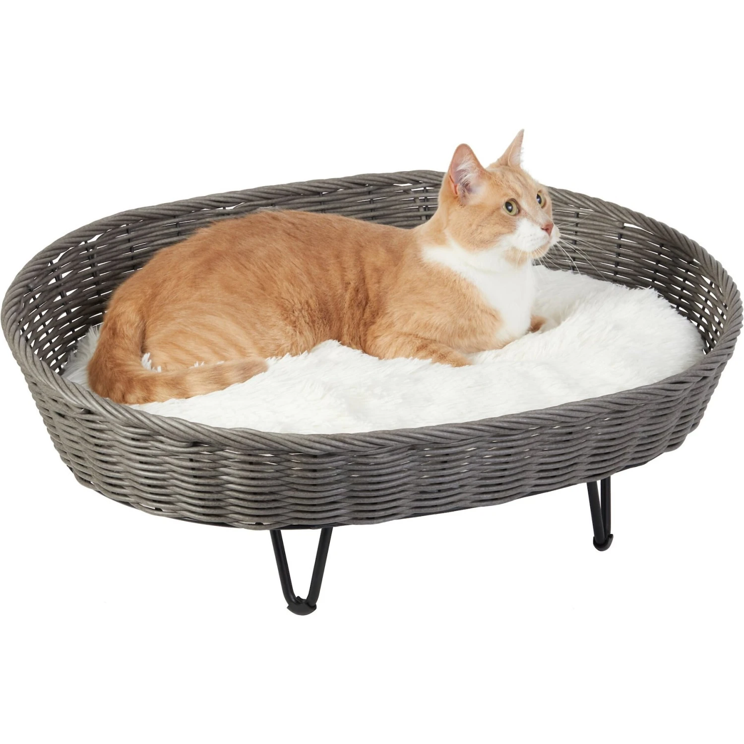 Frisco Elevated Rectangle Wicker Dog & Cat Bed With Eyelash Faux Fur Cushion 5 Frisco Elevated Rectangle Wicker Dog & Cat Bed With Eyelash Faux Fur Cushion - Image 3