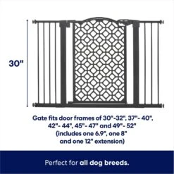 Frisco Metal Geometric Pattern Extra Wide Auto-close Dog Gate -Pet Supplies Discount Store 299512 PT1. AC SS1800 V1625852515